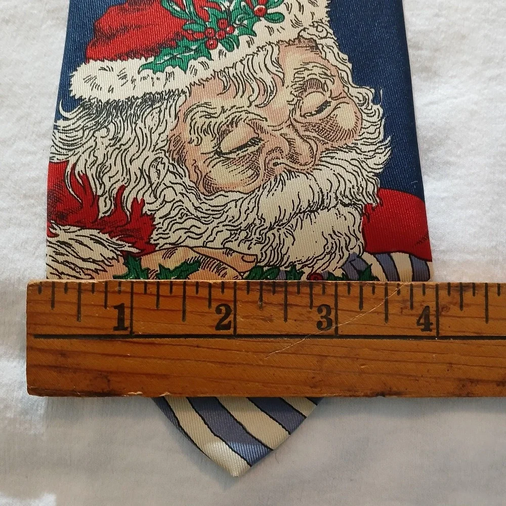 Vintage Robert Talbott Tie‎ Mens Blue Silk Santa Christmas I Magnin Novelty 90s